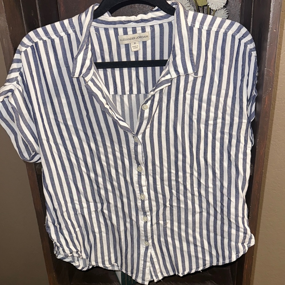Alexander Jordan Blue and White Striped Women's Blouse